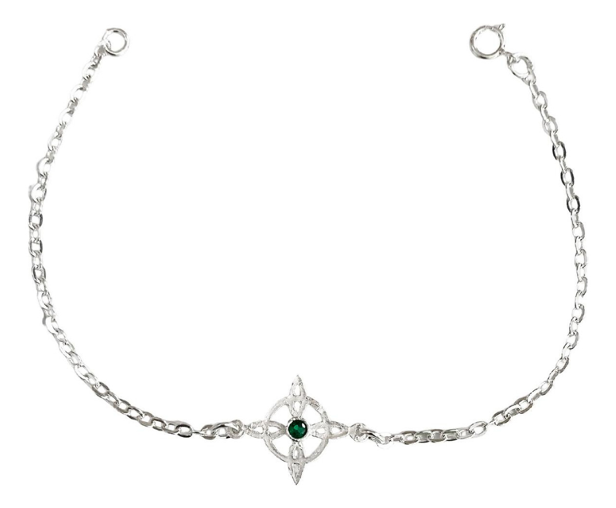 Pulsera Ajustable Nudo De Bruja Chico Zirconia Plata 925