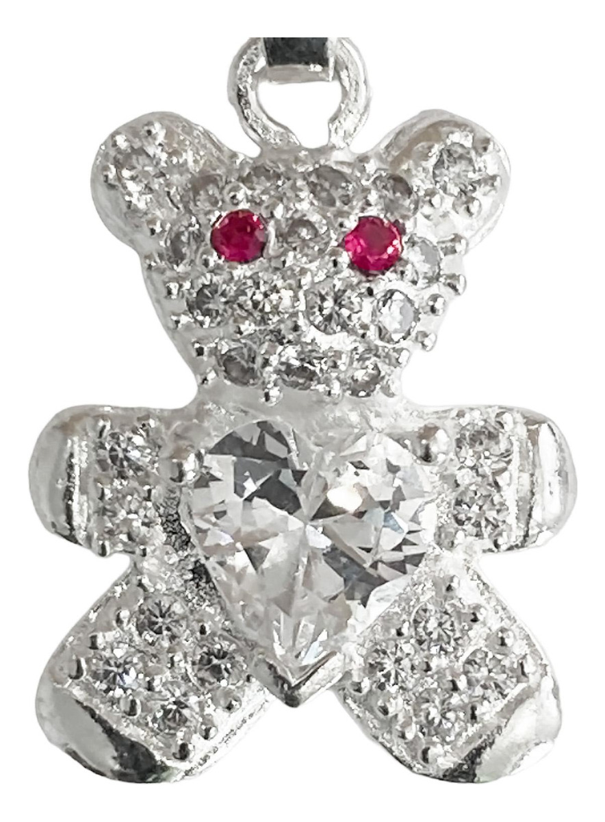 Dije Osito Corazón Amor Zirconias Regalo Plata Ley 925