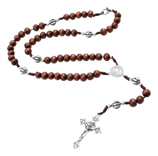 Rosario San Judas Madera Cruz De Metal Clásica - 65 Cm Marrón