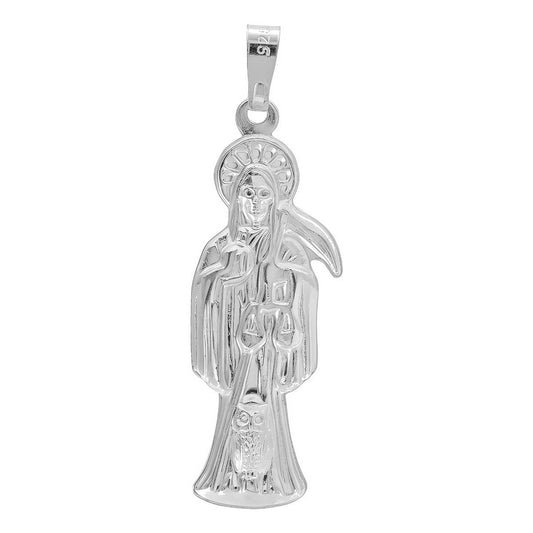 Dije Grande Santa Muerte Troquelada Plata 925 4.8 Cm Plateado