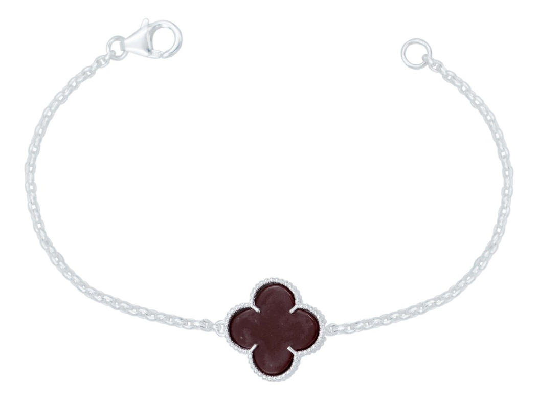 Pulsera Un Trebol Esmaltado Regalo Hombre Mujer Plata 925
