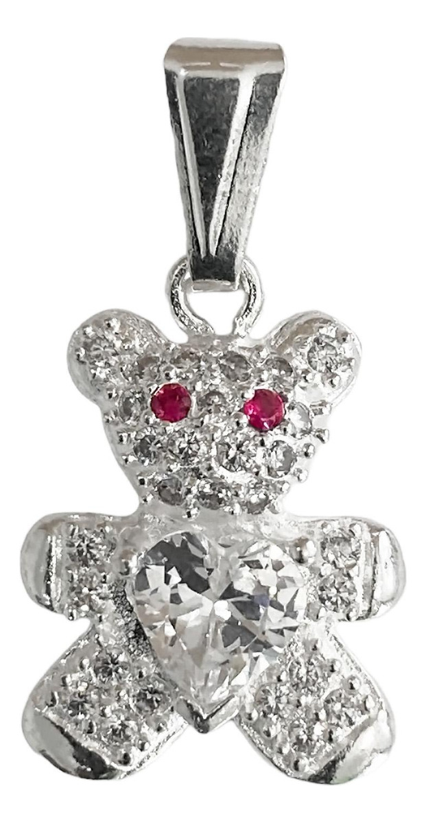 Dije Osito Corazón Amor Zirconias Regalo Plata Ley 925