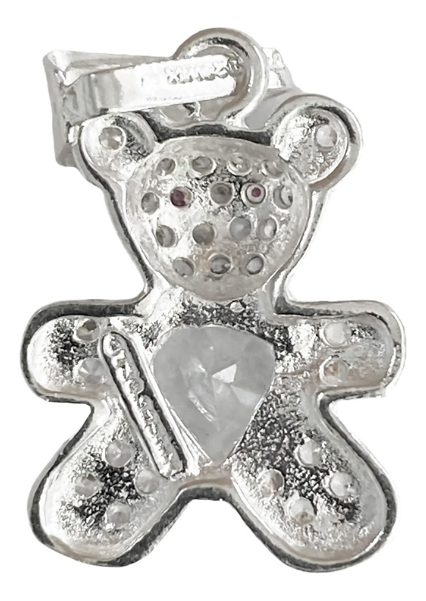 Dije Osito Corazón Amor Zirconias Regalo Plata Ley 925