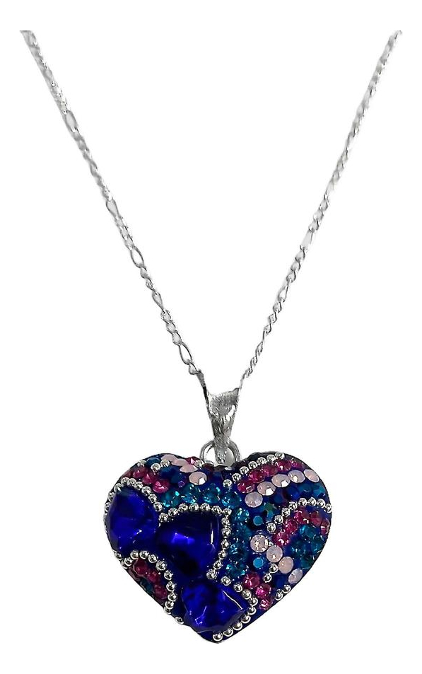 Collar Aretes Corazón Artesanal Chico Piedras Plata Ley 925