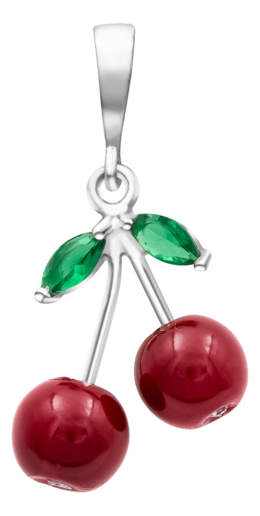 Joyaris Dije Cadena Cereza Plata 925 Mujer Rojo Verde 33mm Plateado