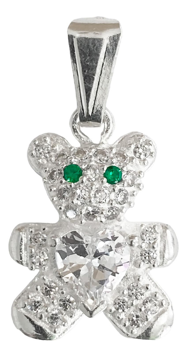 Dije Osito Corazón Amor Zirconias Regalo Plata Ley 925