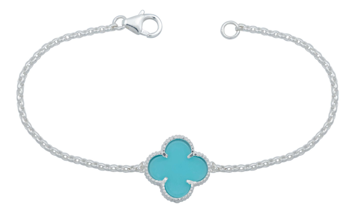 Pulsera Un Trebol Esmaltado Regalo Hombre Mujer Plata 925
