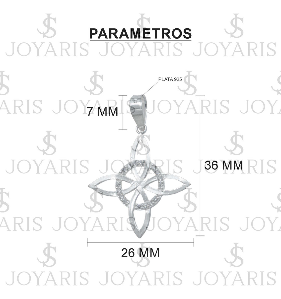 Collar Nudo De Bruja Celta Plano Zirconias Plata Ley S925