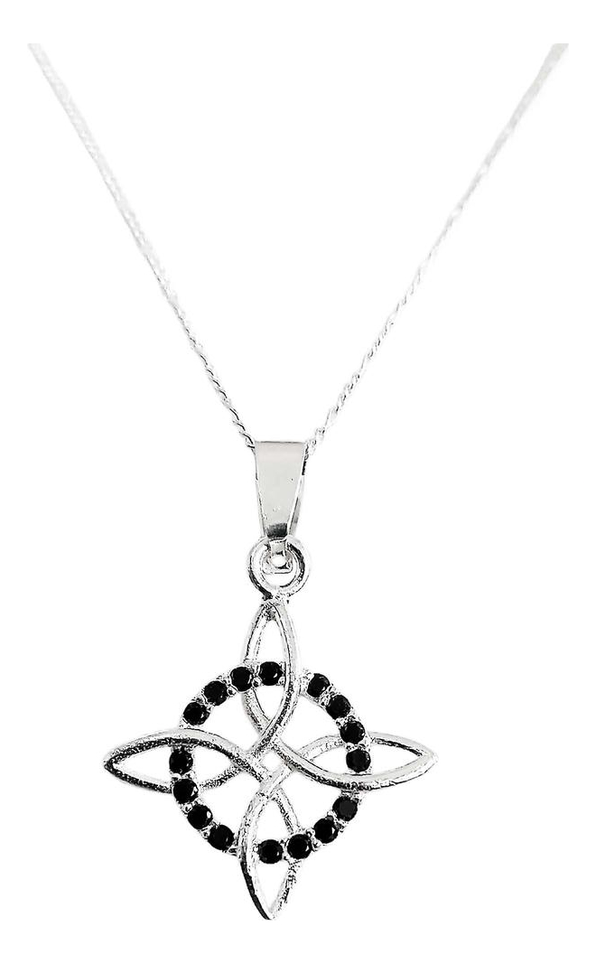 Dije Nudo Bruja Plata Solida 925 + Cadena 55 Cm Plata S925