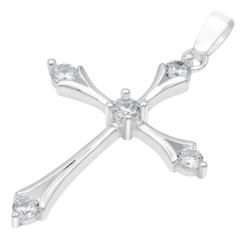 Joyaris Dije Cruz Italiana Plata 925 Unisex Zirconias 31mm Plateado