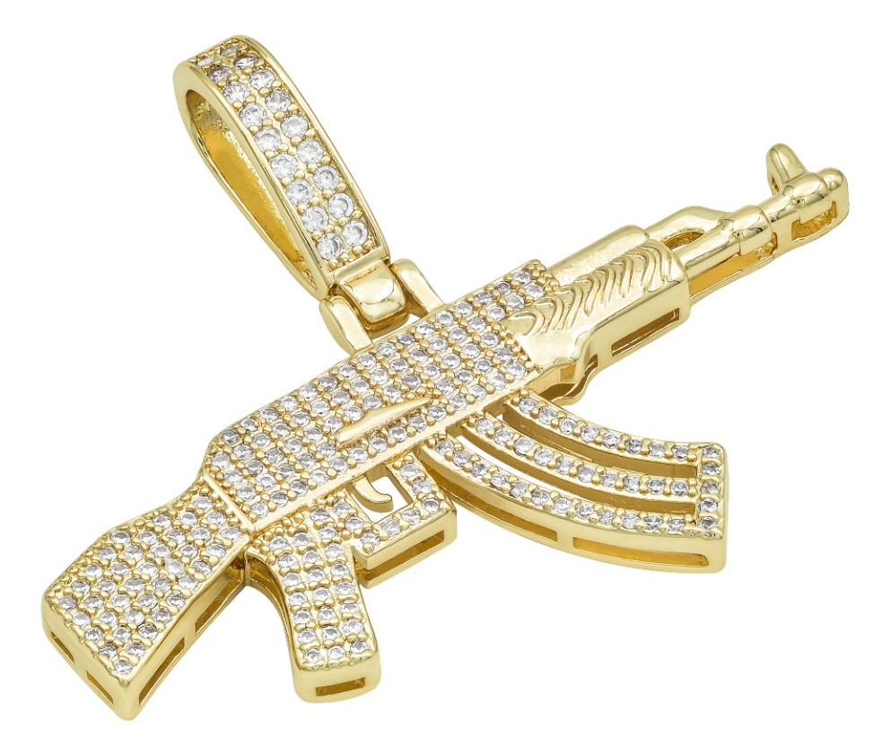 Joyaris Dije Cuerno De Chivo Hombre Zirconias 40x51mm Dorado