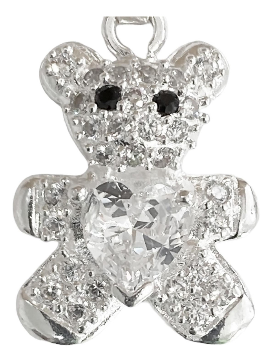 Dije Osito Corazón Amor Zirconias Regalo Plata Ley 925