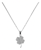 Collar Corazones Trebol 4 Hojas Zirconias Plata Ley 925
