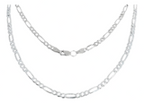 Cadena De Plata 925 Diamantada Hombre Fígaro 55 Cm X 4 Mm