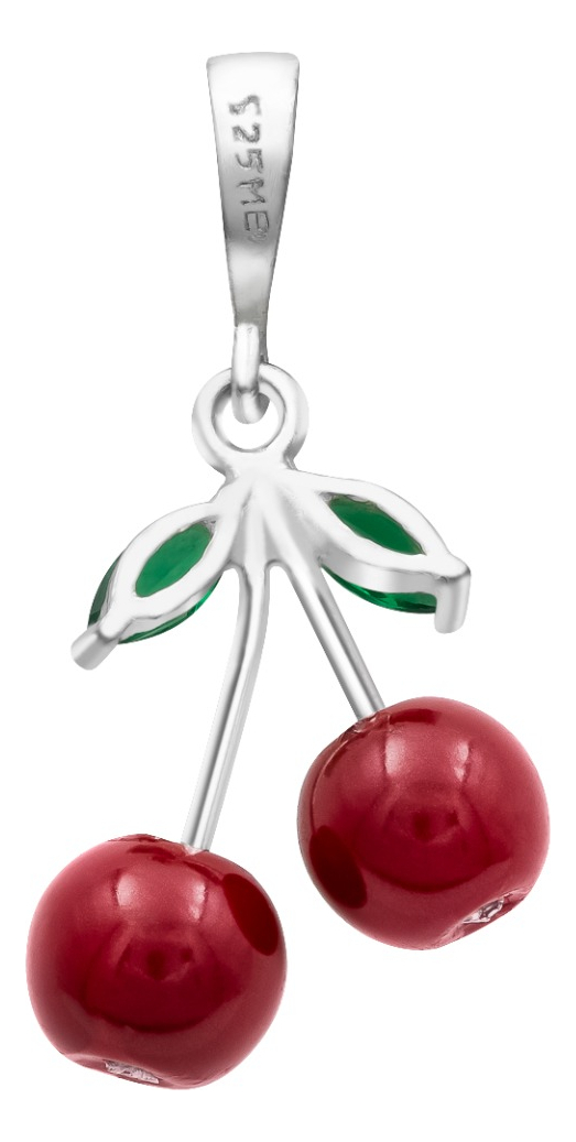 Joyaris Dije Cadena Cereza Plata 925 Mujer Rojo Verde 33mm Plateado