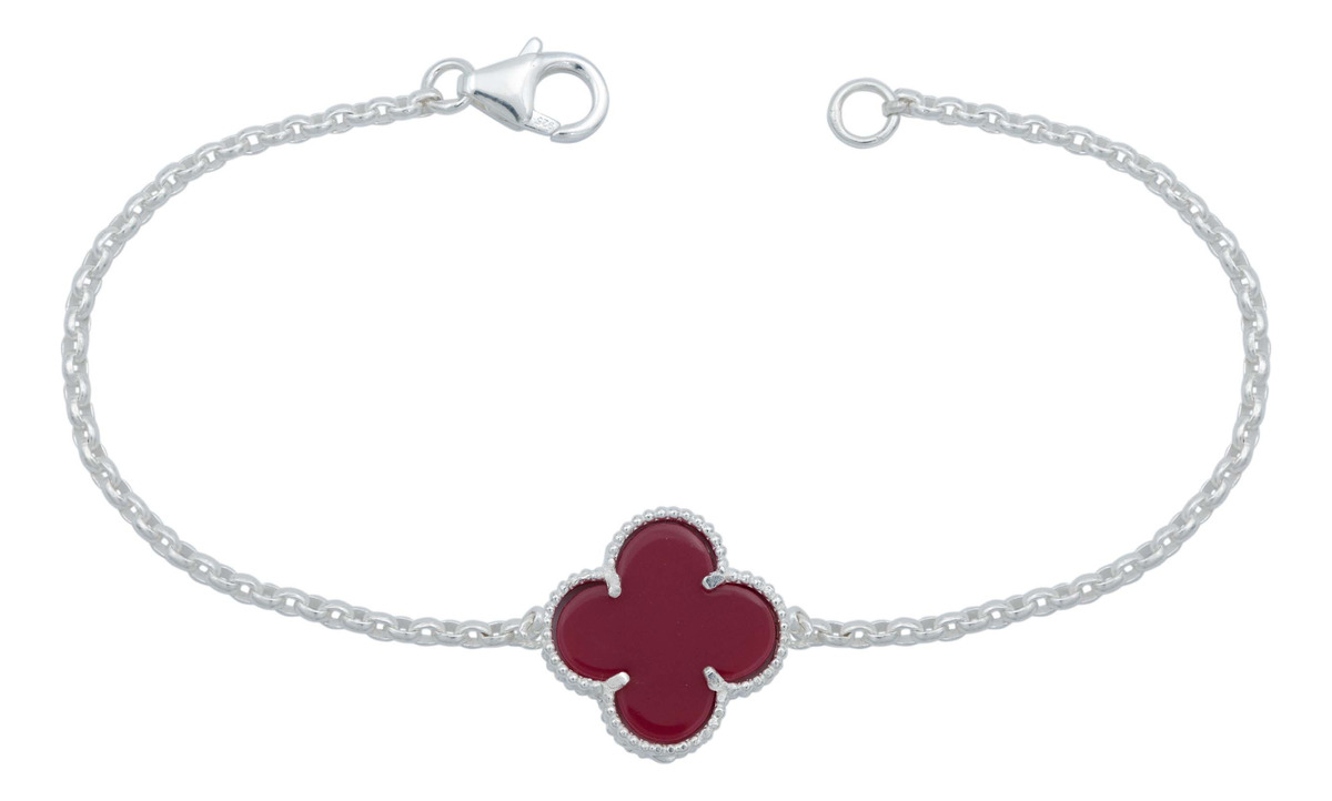 Pulsera Un Trebol Esmaltado Regalo Hombre Mujer Plata 925
