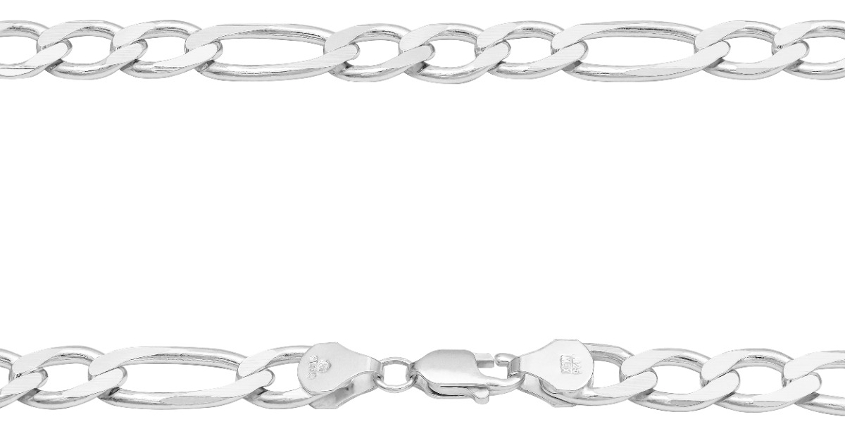 Joyaris Cadena Figaro 3x1 Plata 925 Hombre 55cm 8mm Plateado