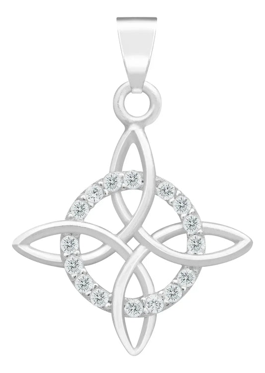 Dije Nudo De Bruja Celta Con Zirconias En Plata Ley 925