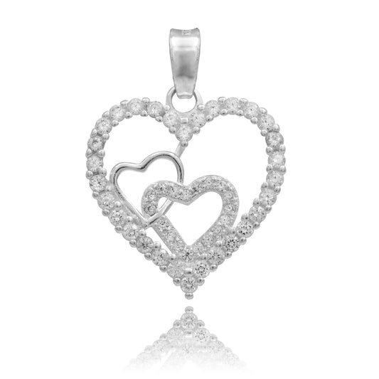 Dije Corazones Zirconias Amor Amistad Regalo Mujer Plata 925