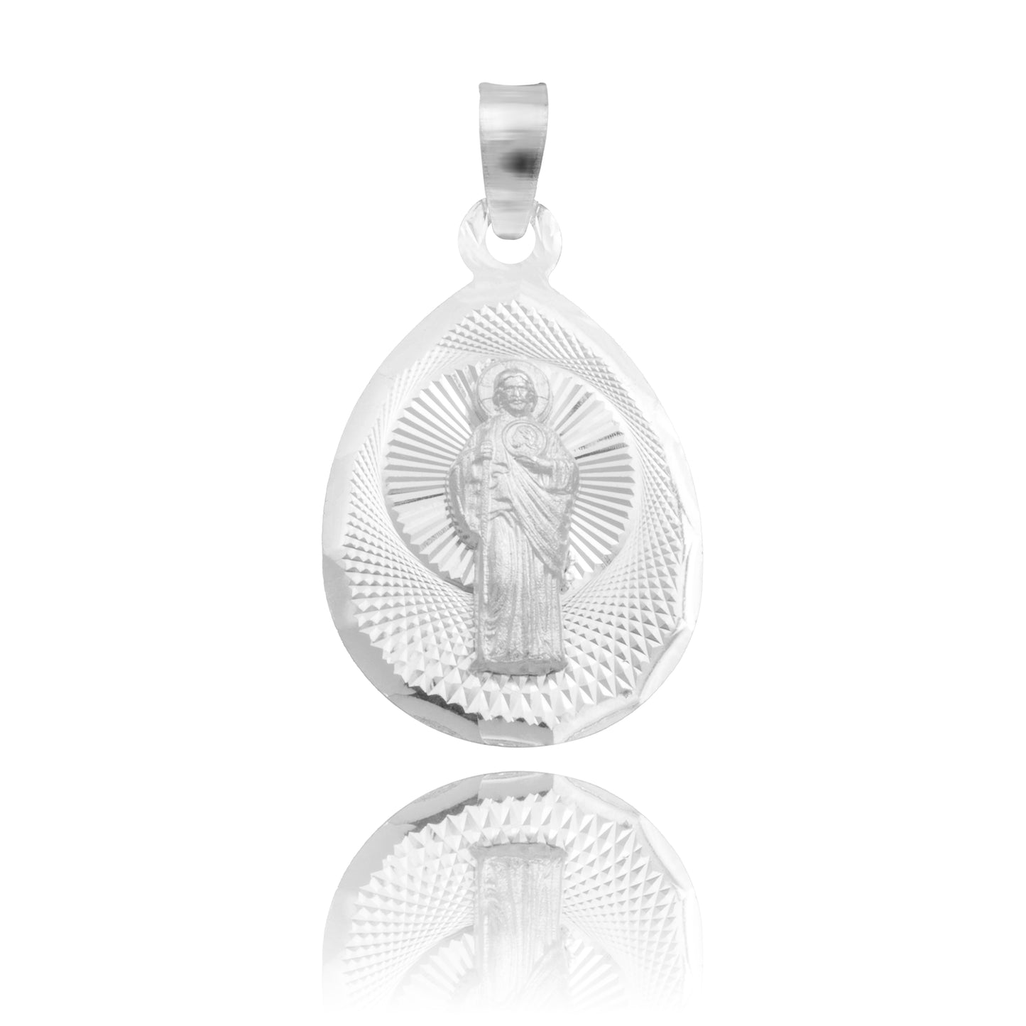 Dije Medalla Gota Diamantada San Judas Plata 925 1.4 Cm