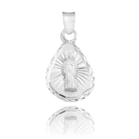 Dije Medalla Gota Bautizo Diamantado San Judas Plata 925 1cm