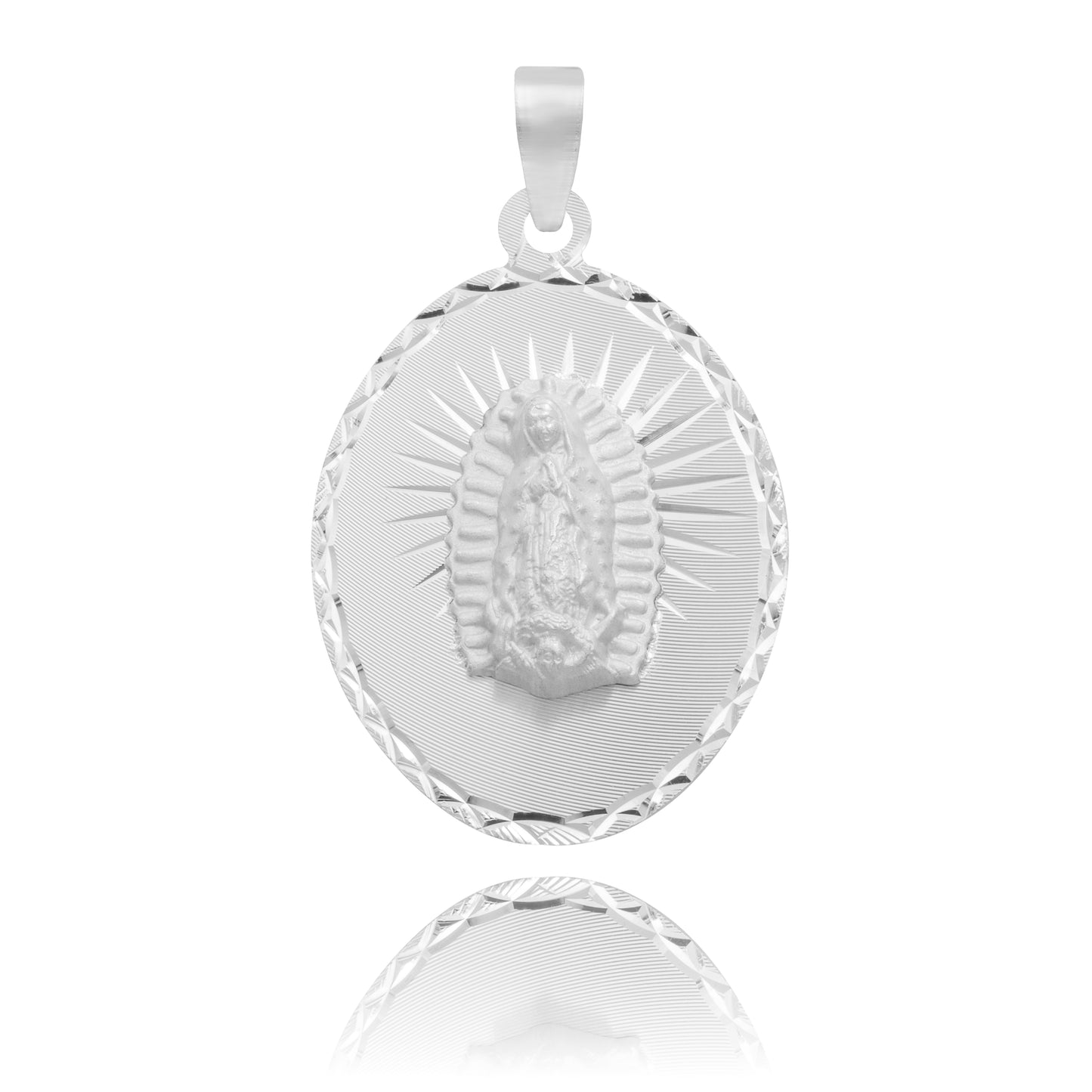 Dije Diamantada Estrella Virgen Guadalupe Plata 925 1.7 Cm