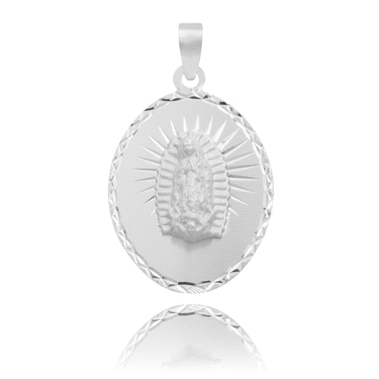 Dije Diamantada Estrella Virgen Guadalupe Plata 925 1.7 Cm