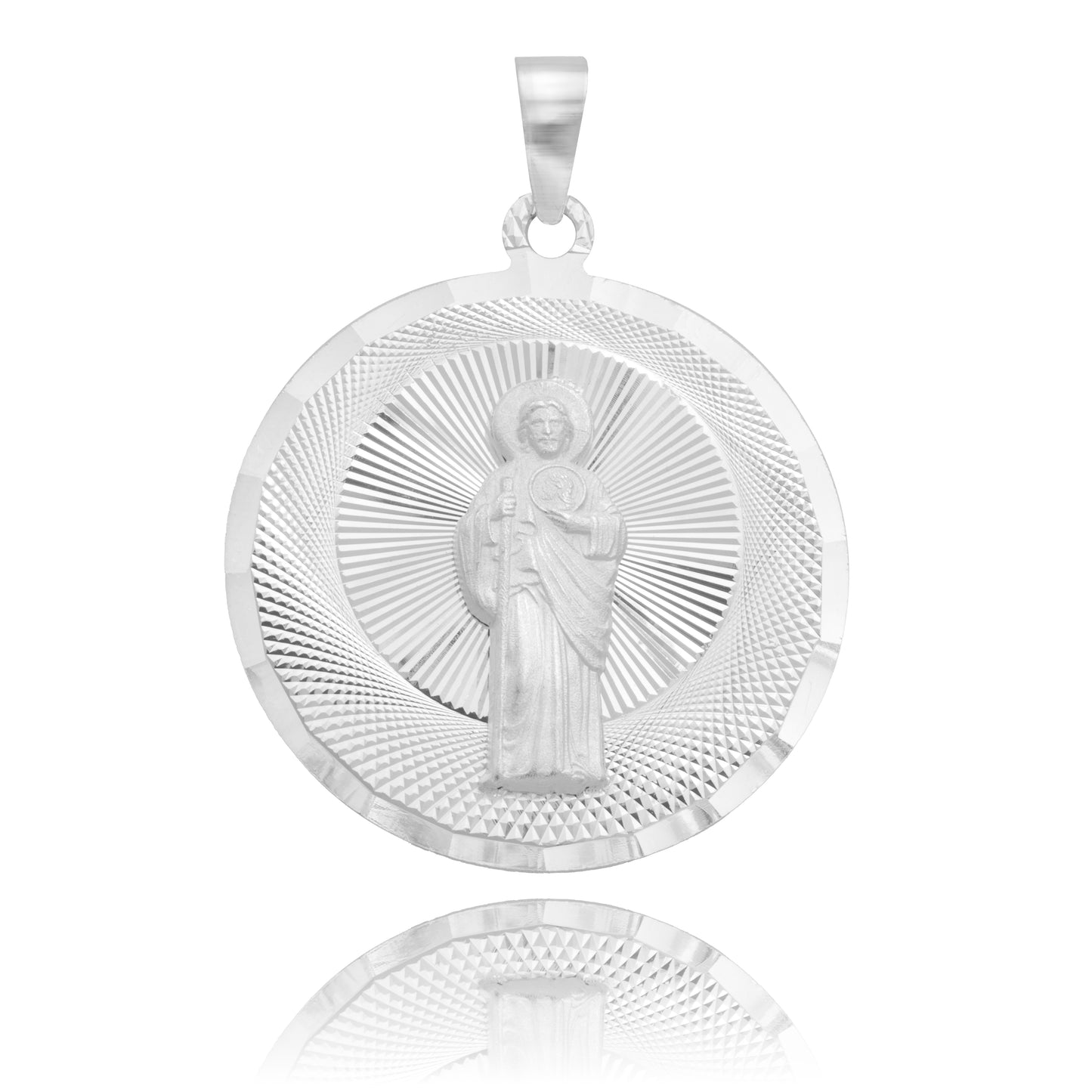 Dije Chico Medalla Diamantado San Judas Plata 925 1.6 Cm