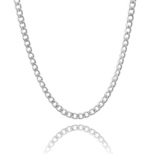 Cadena Collar Cubano De Hombre Mujer Acero Inox Plateado