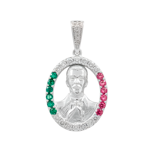 Dije Malverde Zirconias Tricolor México Patria Plata 925 Tricolor