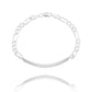 Esclava Placa Gruesa Figaro Diamantada Hombre Plata 925 5 Mm