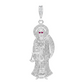 Dije Medalla Grande Santa Muerte Zirconias Plata 925 8.3 Cm - Blanco