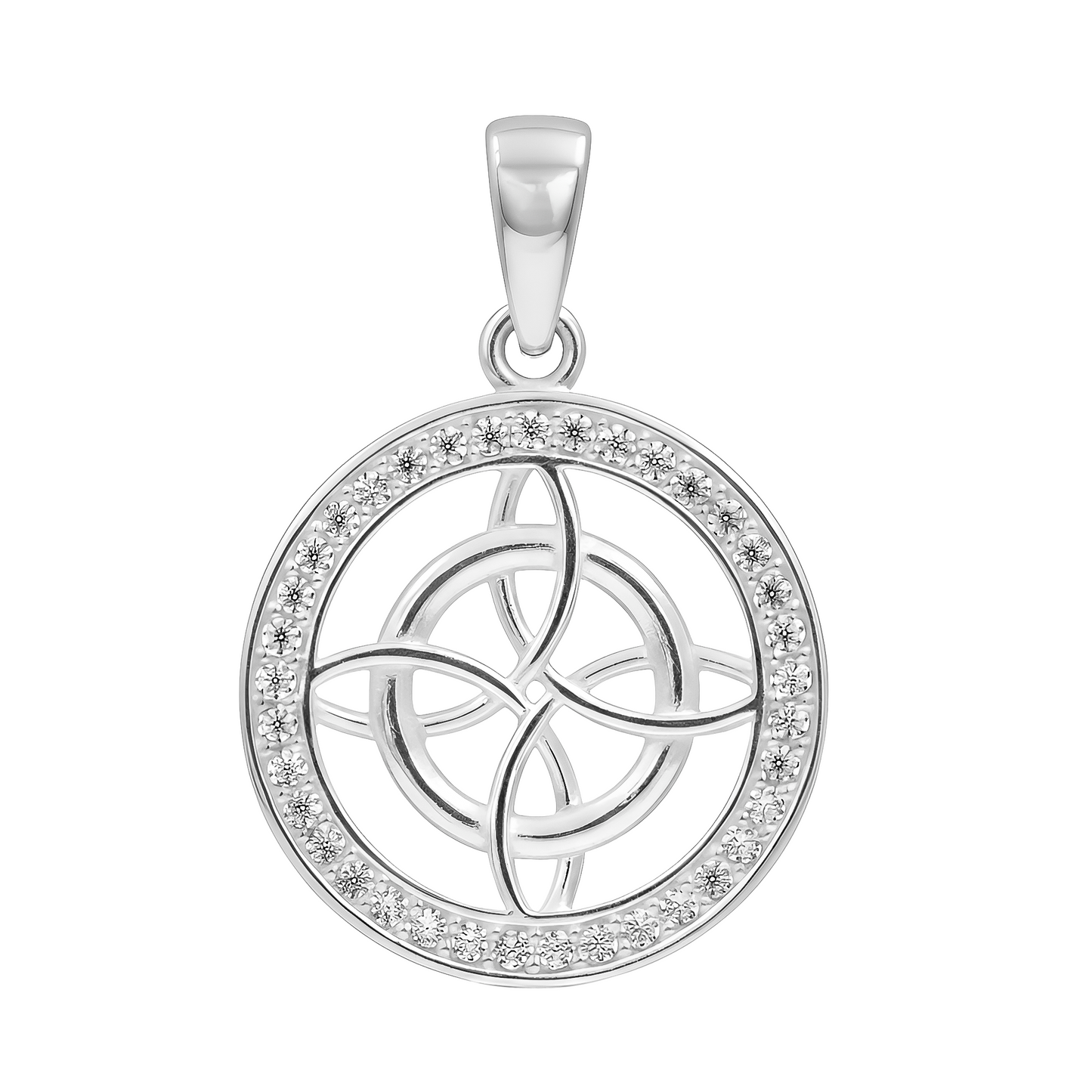 Dije Nudo De Bruja Plata Italiana S925 Contorno De Zirconias Plateado