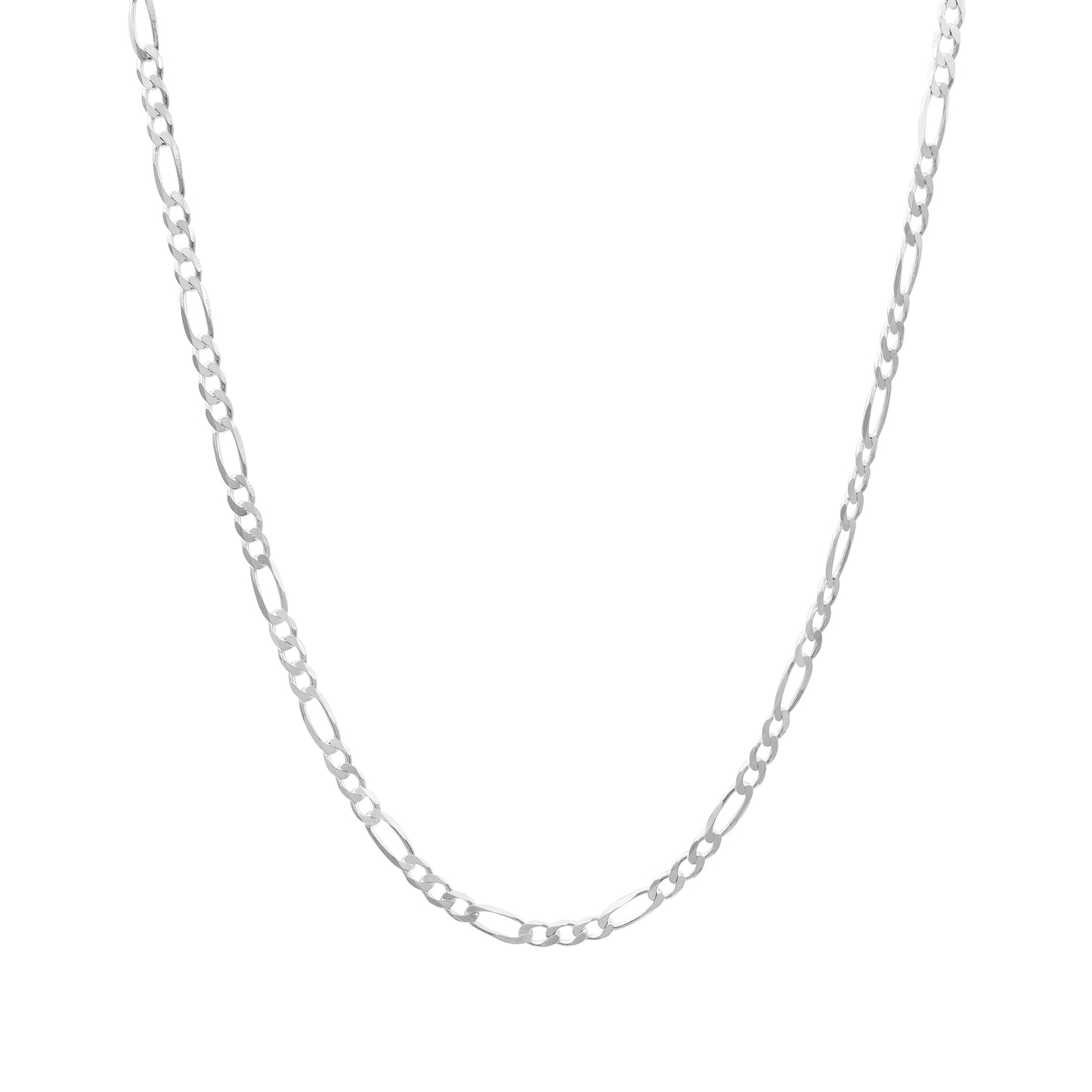 Cadena Figaro 3x1 Hombre Mujer Regalo Plata 925 4 Mm 70 Cm Plateado