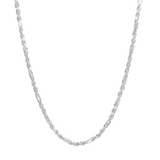 Cadena Torzal Fígaro Sólida Plata Italiana 925 55 Cm X 6 Mm Plateado