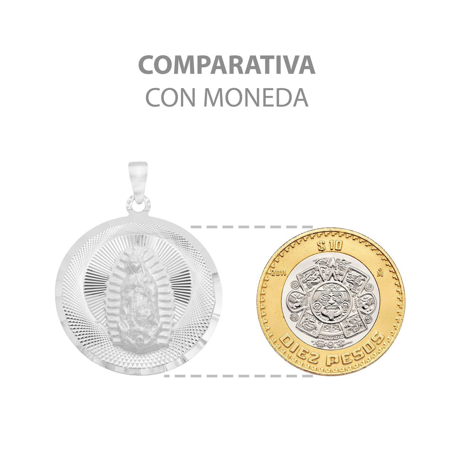 Dije Medalla Diamantada Virgen Guadalupe Plata Ley 925 3 Cm