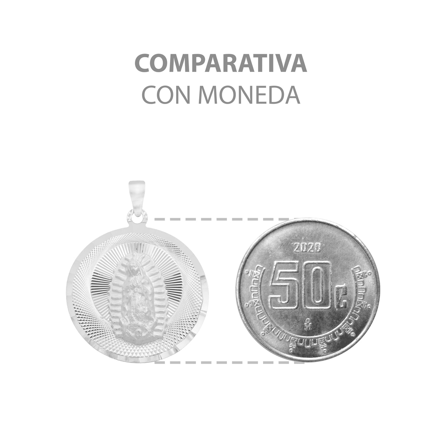 Dije Chico Diamantada Virgen Guadalupe Plata Ley 925 1.6 Cm