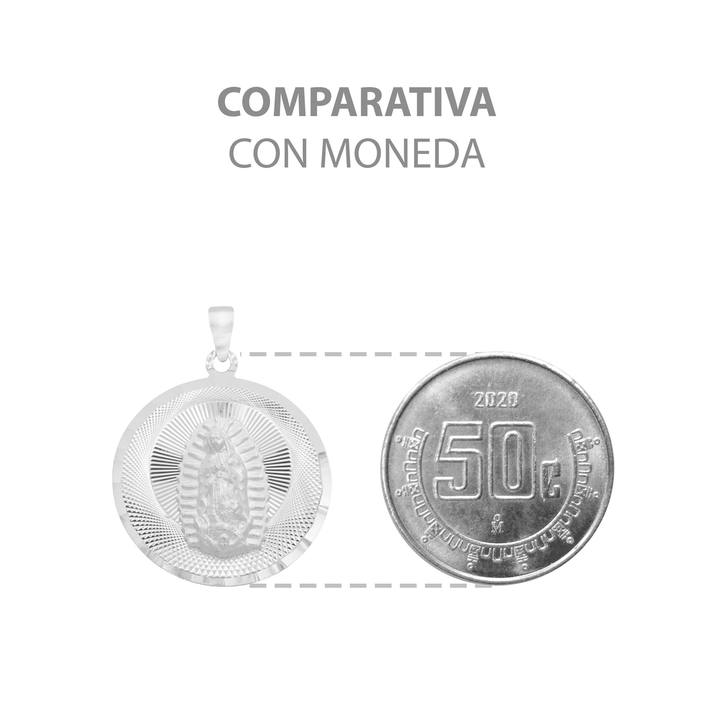 Dije Bautizo Diamantada Virgen Guadalupe Plata 925 1.5 Cm