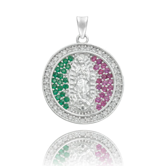 Dije Medalla Virgencita De Guadalupe Zirconias Plata 925