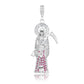 Joyaris Dije Santa Muerte 3d Grande Plata925 Hombre Zirconia Fucsia
