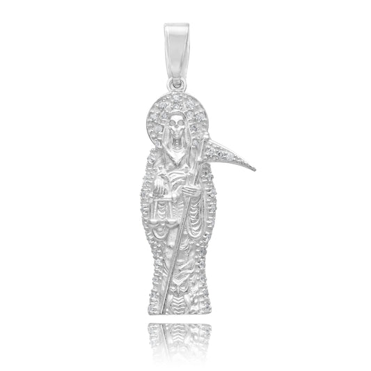 Joyaris Dije Santa Muerte Plata 925 Unisex Zirconias 45mm Plateado