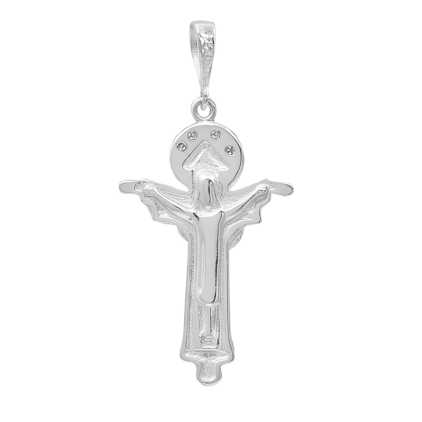 Dije Cruz Santísima Trinidad Con Zirconias En Plata 925 Plateado