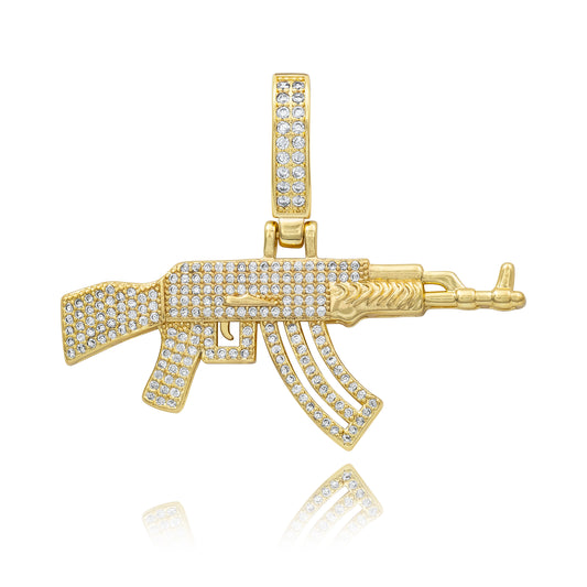 Joyaris Dije Cuerno De Chivo  Hombre Zirconias 40x51mm Dorado