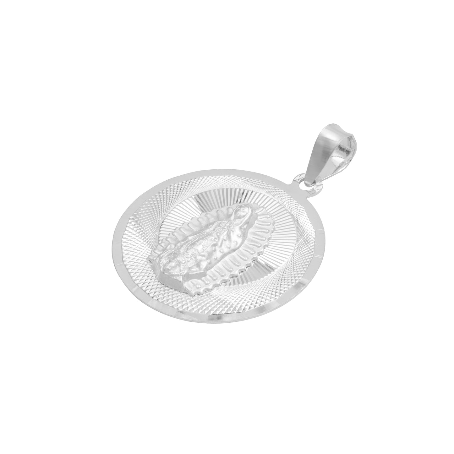 Dije Medalla Diamantada Virgen Guadalupe Plata Ley 925 3 Cm