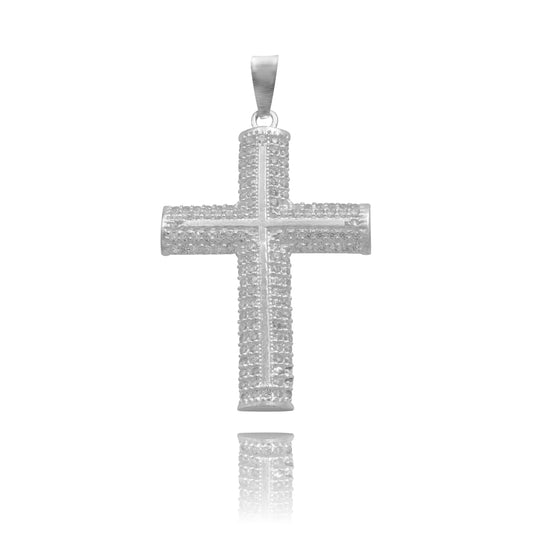 Dije Cruz Elevada Zirconias Hombre Regalo Plata 925 4.6 Cm