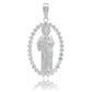Dije San Judas Liso Borde Zirconias Hombre Plata 925 3.7 Cm
