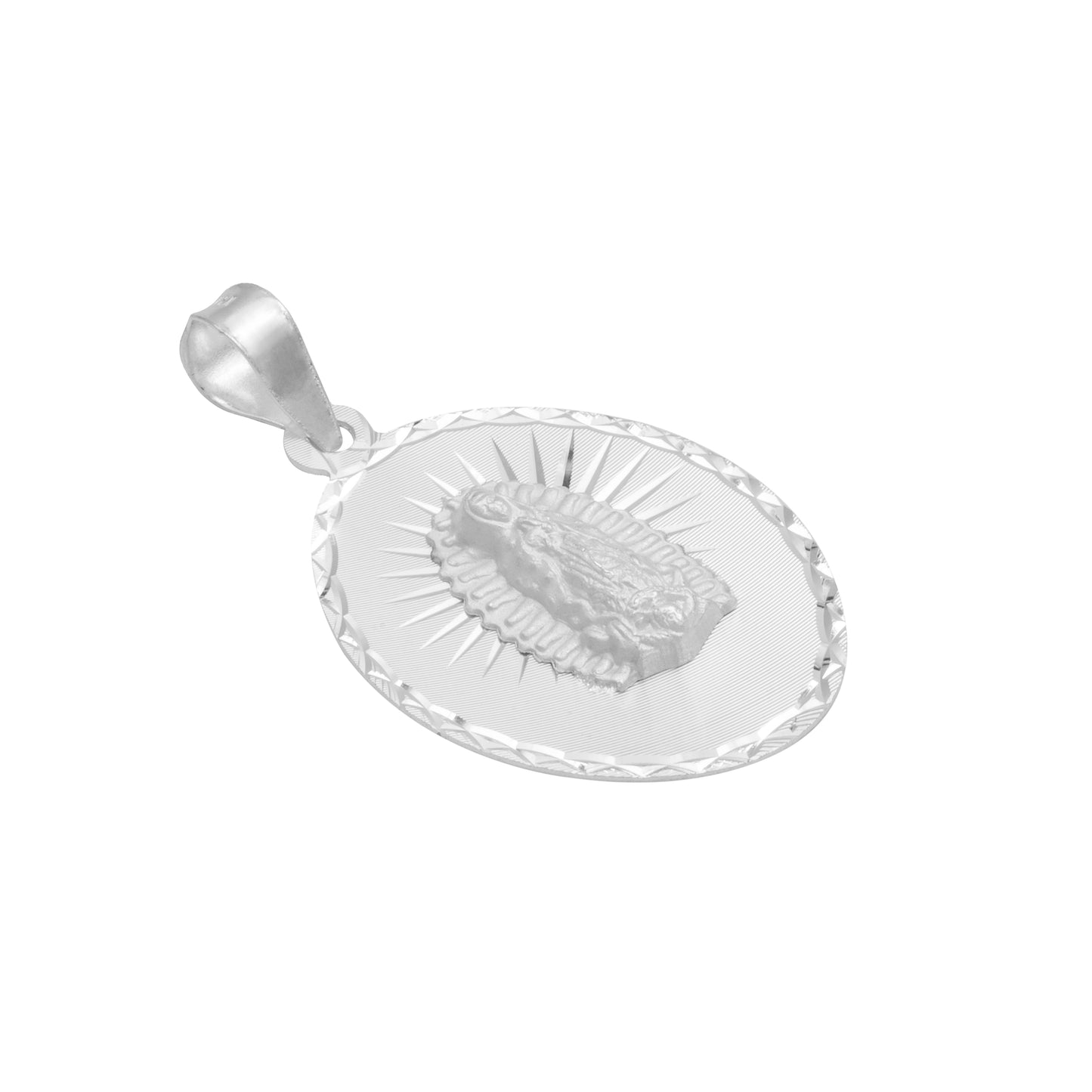 Dije Diamantada Estrella Virgen Guadalupe Plata 925 1.7 Cm