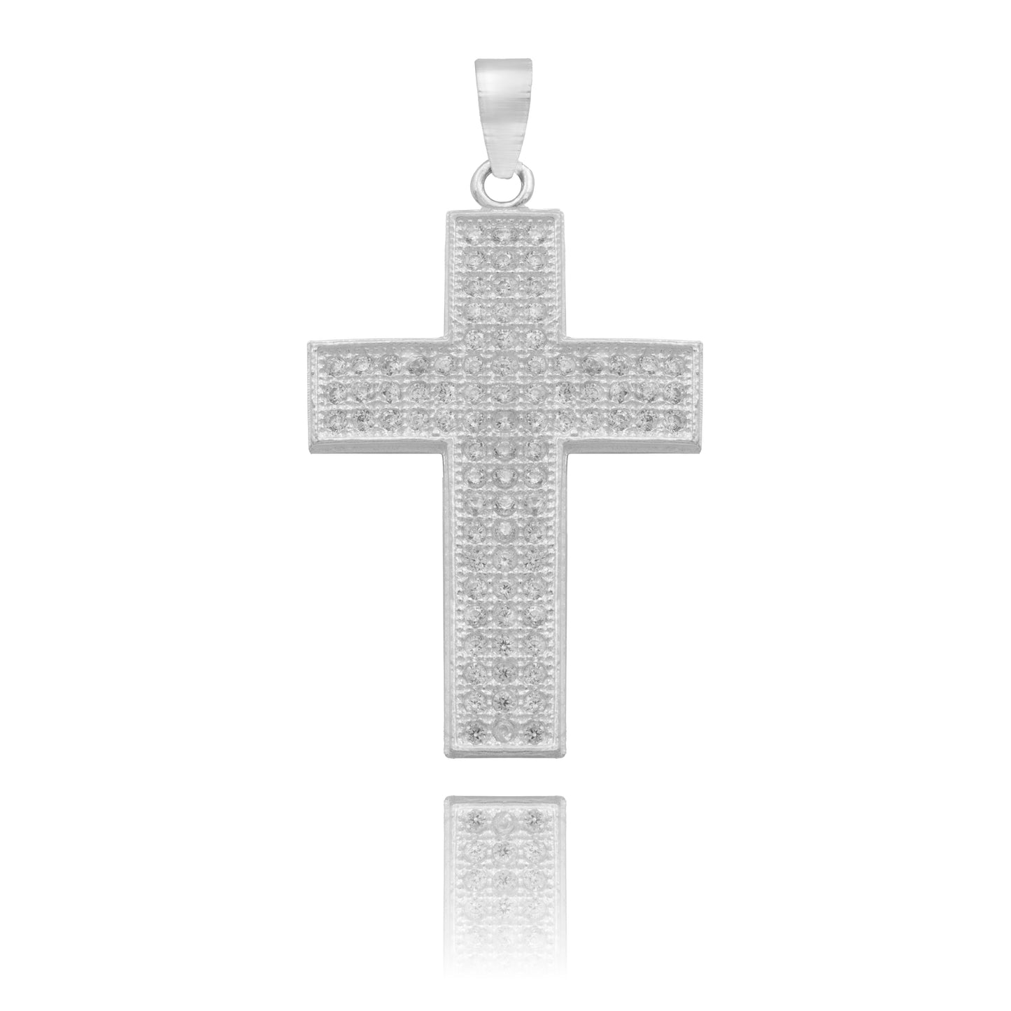 Dije Cruz Mediano Zirconias Hombre Regalo Plata 925 3.9 Cm