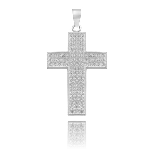 Dije Cruz Mediano Zirconias Hombre Regalo Plata 925 3.9 Cm