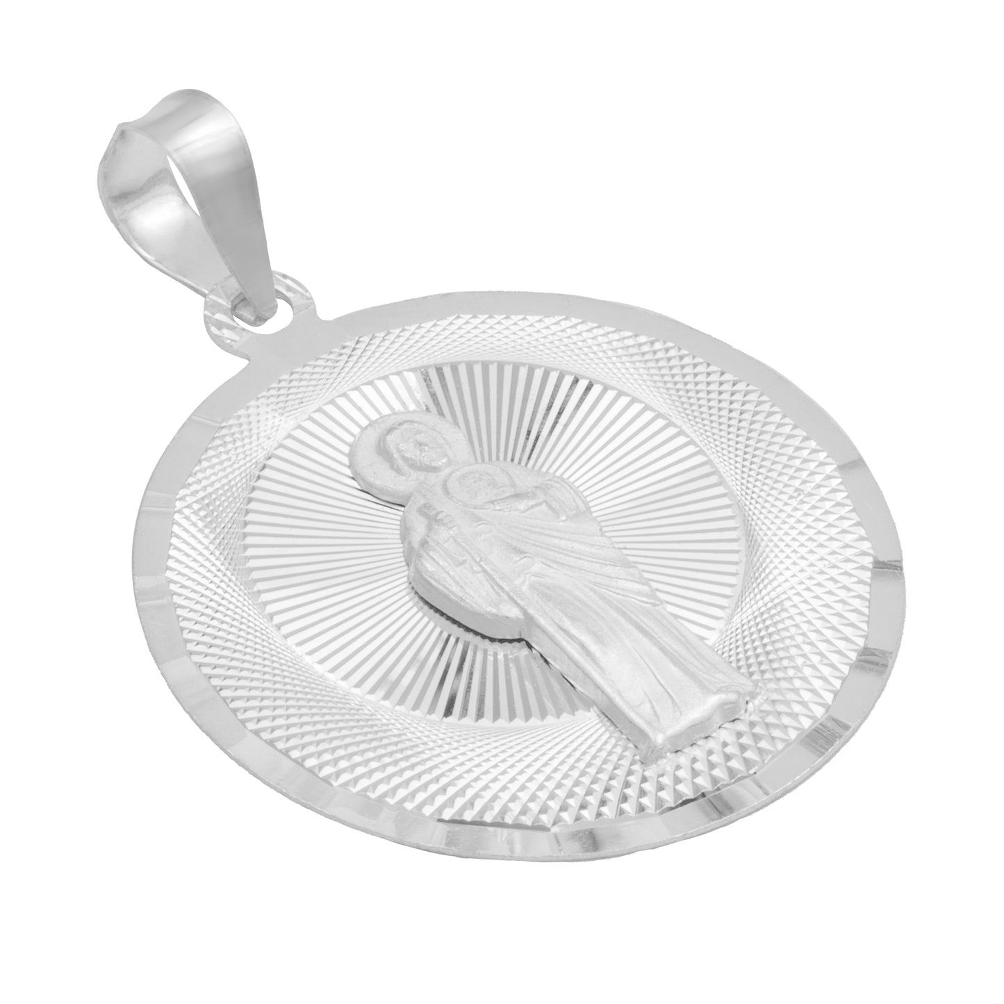 Dije Chico Medalla Diamantado San Judas Plata 925 1.6 Cm